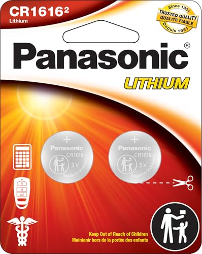 Panasonic CR1616 3.0 Volt Long Lasting Lithium Coin Cell Batteries in Child Resistant, Standards Based Packaging, 2-Battery Pack