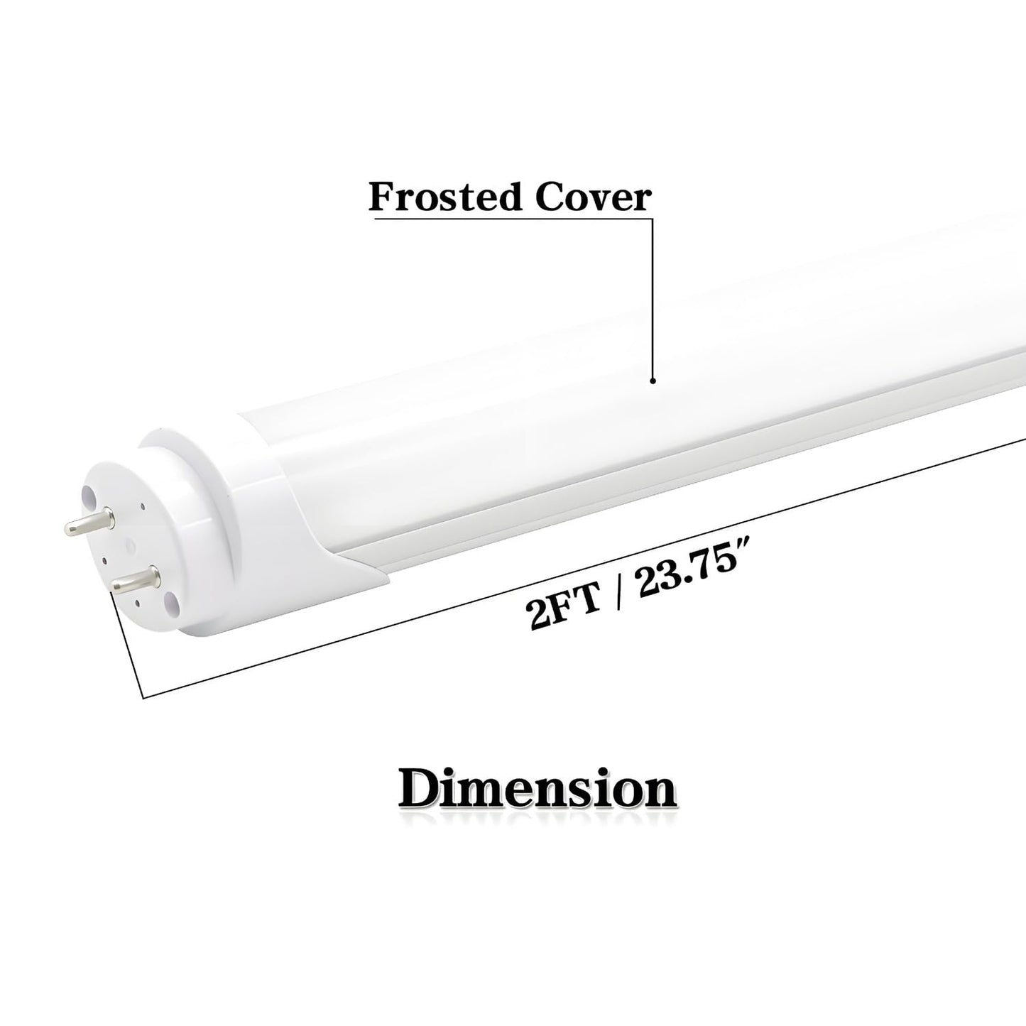 KALINA 2FT LED Tube Lights, 8W (25W Fluorescent Bulb Replacement), 6000K Cool White, Ballast Bypass, Frosted Cover, Pack of 4