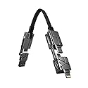 Futurizta Tech® Zeus-X Go Ultra 6 in 1 Keychain Universal Cable 240W 10Gbps USB3.1 USB-C, Lightning, Micro-USB, USB-A (Apex Silver, Keychain)