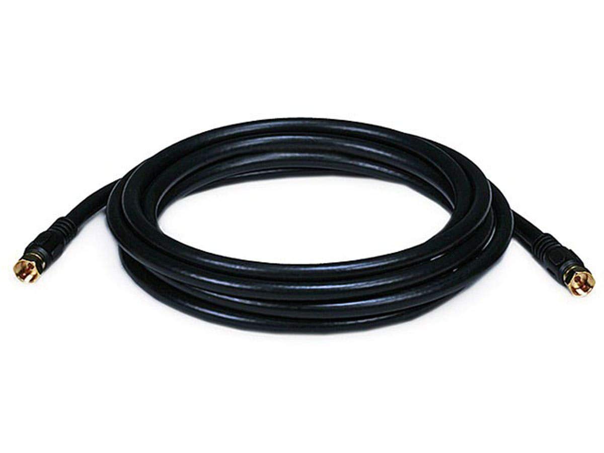 Monoprice Video Cable - 10 Feet - Black | RG6 Quad Shield CL2 Coaxial Cable with F Type Connector