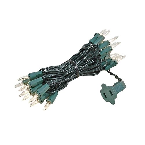 Novelty Lights 6.5 Feet 20 Bulbs Vintage Short Mini Light String, Clear Bulbs on Green Wire, 4-Inch Spacing Fairy Lights, Connectable End-to-End, UL