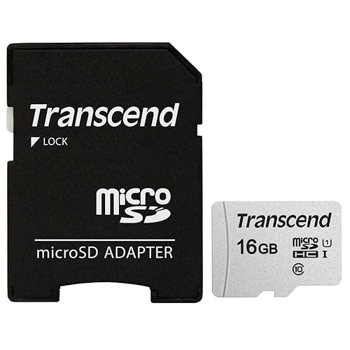 Transcend 16 GB Micro Memory Card, Compatible with Samsung Galaxy S4 Mini Cell Phone Memory Card 16GB microSDHC Memory Card with SD Adapter