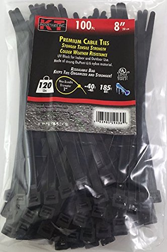 K-T Industries 5-9436 - 7.9" HEAVY DUTY, UV BLACK, 100/PK