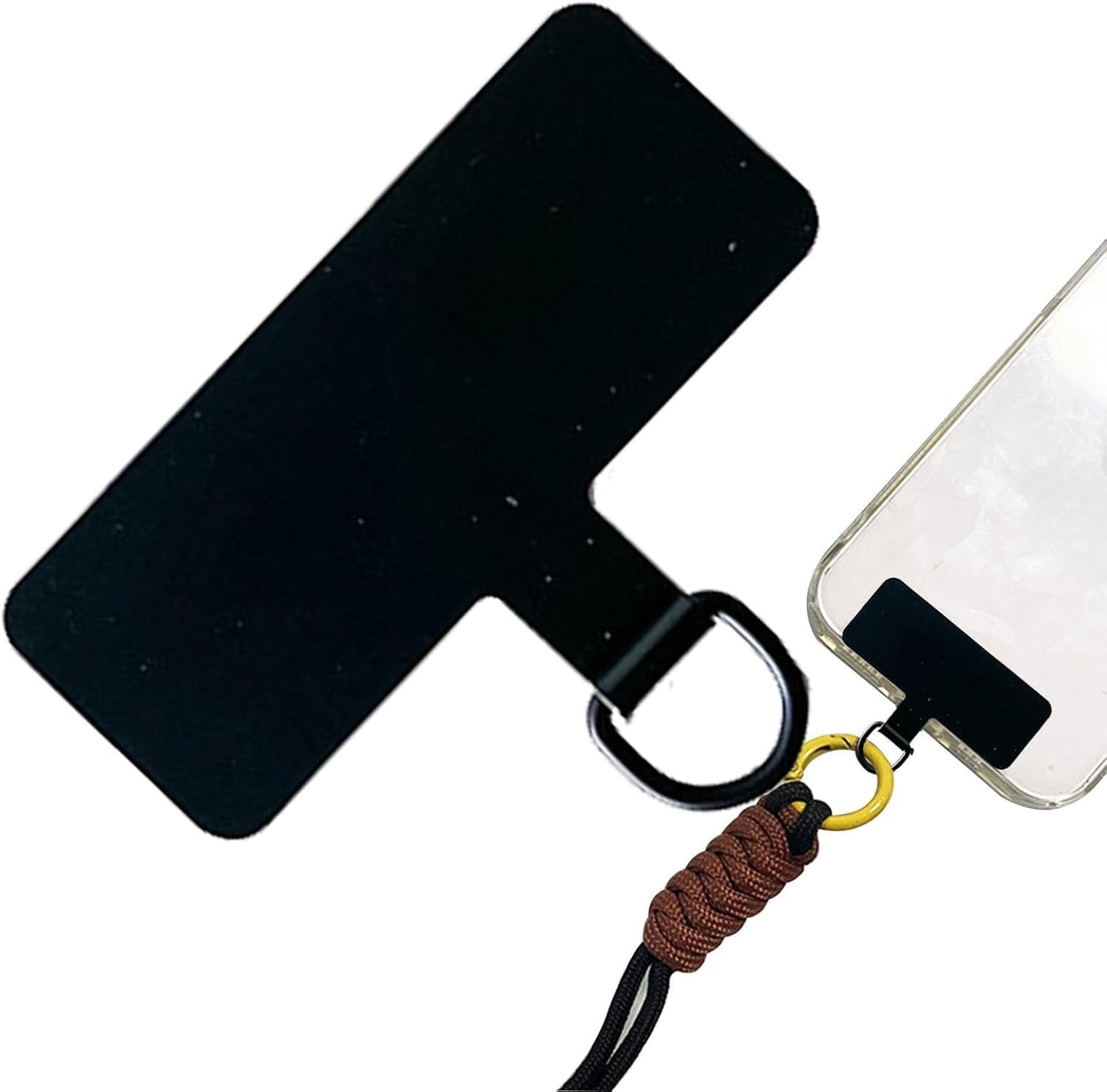 Black Phone Tether Patch - Cell Phone Metal Lanyard Tether Patch | Cellphone Strap Parts Replacement | Tab Patches for, Pad, Lanyard Safety Connect