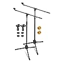 5 Core Mic Stand Floor Pair Universal Height Adjustable Tripod Microphone Stands w Extending Telescoping Boom Arm - MS 080 2Pcs