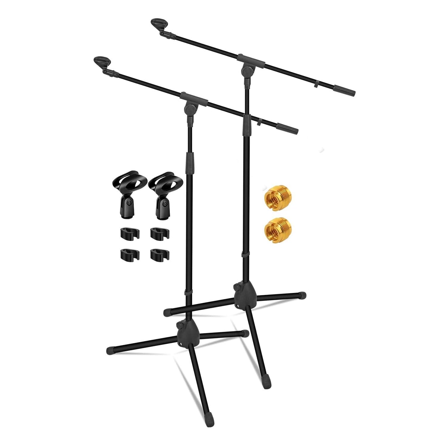5 Core Mic Stand Floor Pair Universal Height Adjustable Tripod Microphone Stands w Extending Telescoping Boom Arm - MS 080 2Pcs