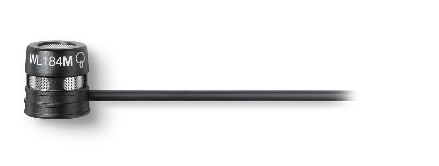 Shure WL184M Professional Low-Profile Lavalier Microphone - Supercardioid Condenser Lav Mic with TA4F Termination, includes Pouch, Tie Clip & Snap-Fit