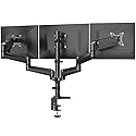 HUANUO Triple Monitor Mount for 17 to 32 inch Screens, Adjustment Gaming Triple Monitor Stand with Swivel, Tilt, Rotation, Clamp & Grommet Kit