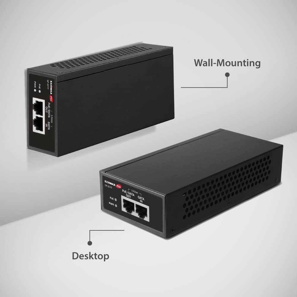 Edimax Pro Gigabit PoE+ 30W Injector Adapter, 2.5 Gbps, Adds Power to PoE Powered Device (PD) for up to 100 Meters (328ft), Powers IP Cameras, IP