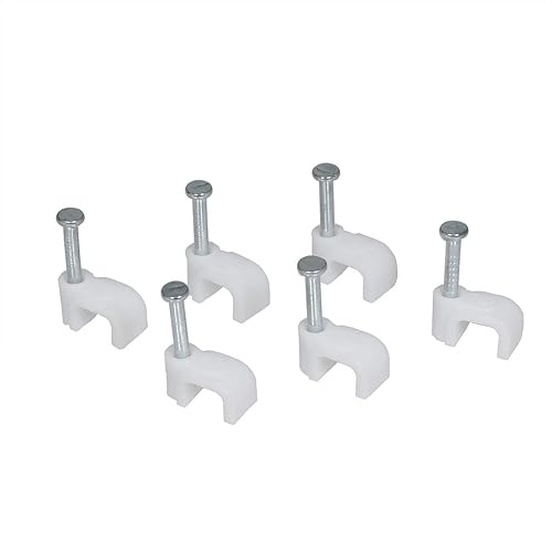 RuiLing 200-Pack 6mm Square Nail-in Cable Clips - Carbon Steel Nails Cable Clips Wire Wall Holder, for Ethernet Cable Coaxial Cable