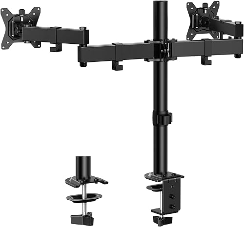 ErGear Dual Monitor Stand, Heavy-Duty Monitor Mount for 17?-32? Monitors, Flexible Arms with Easy Dual-Monitor Alignment, Sturdy Stepped Arm Design