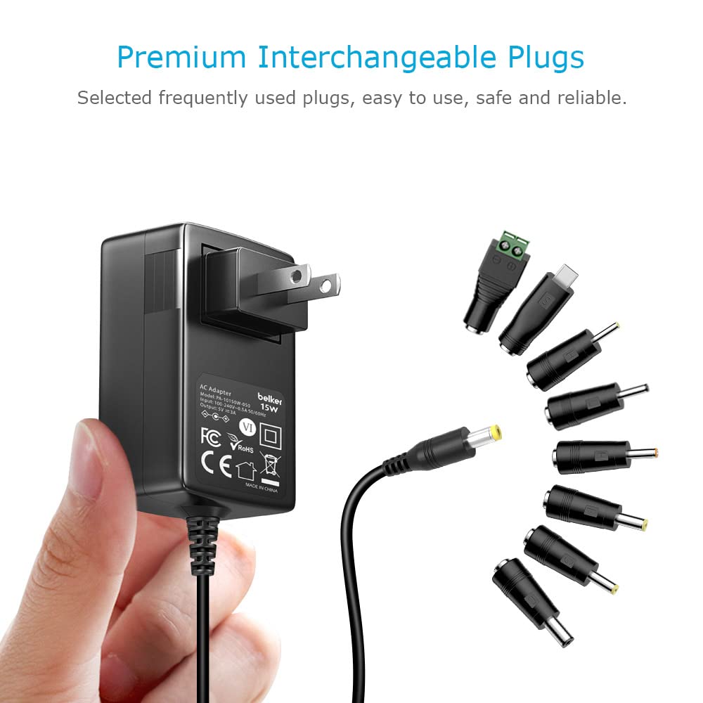 Belker 5V 3A 2.5A AC Adapter Power Adapter Supply Wall Charger for TV Box Tablet Router More 5V Devices