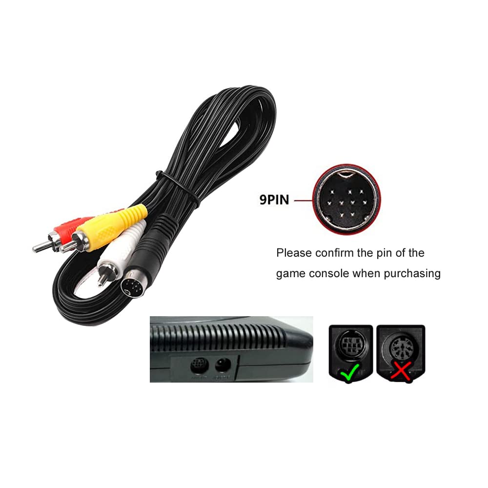 WICAREYO Power Supply AC Adapter with 5.9ft AV TV Video AV Cable Compatible for Genesis 2 & 3
