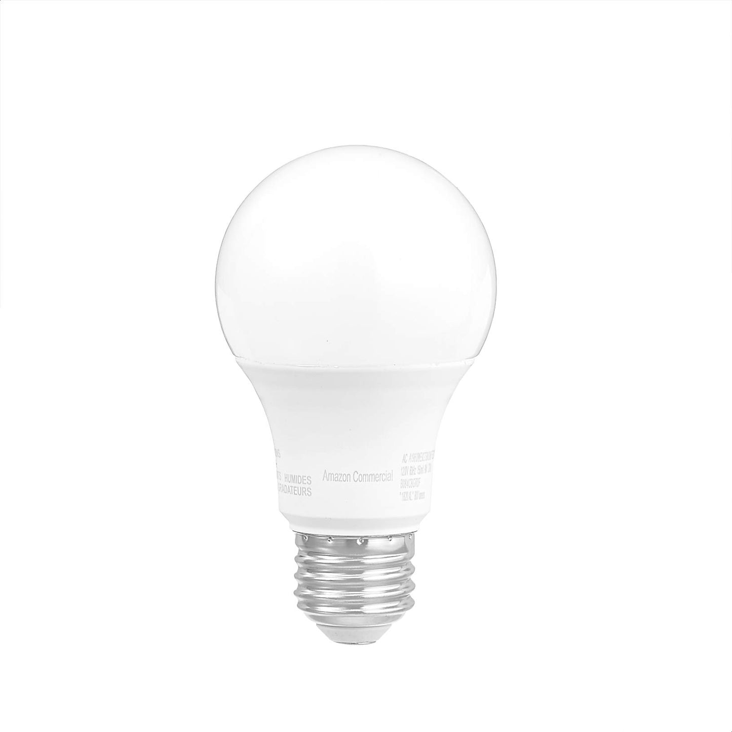 AmazonCommercial 60 Watt Equivalent, 10000 Hours, Non-Dimmable, 800 Lumens, E26 Base, A19 LED Light Bulb - Pack of 25, Soft White