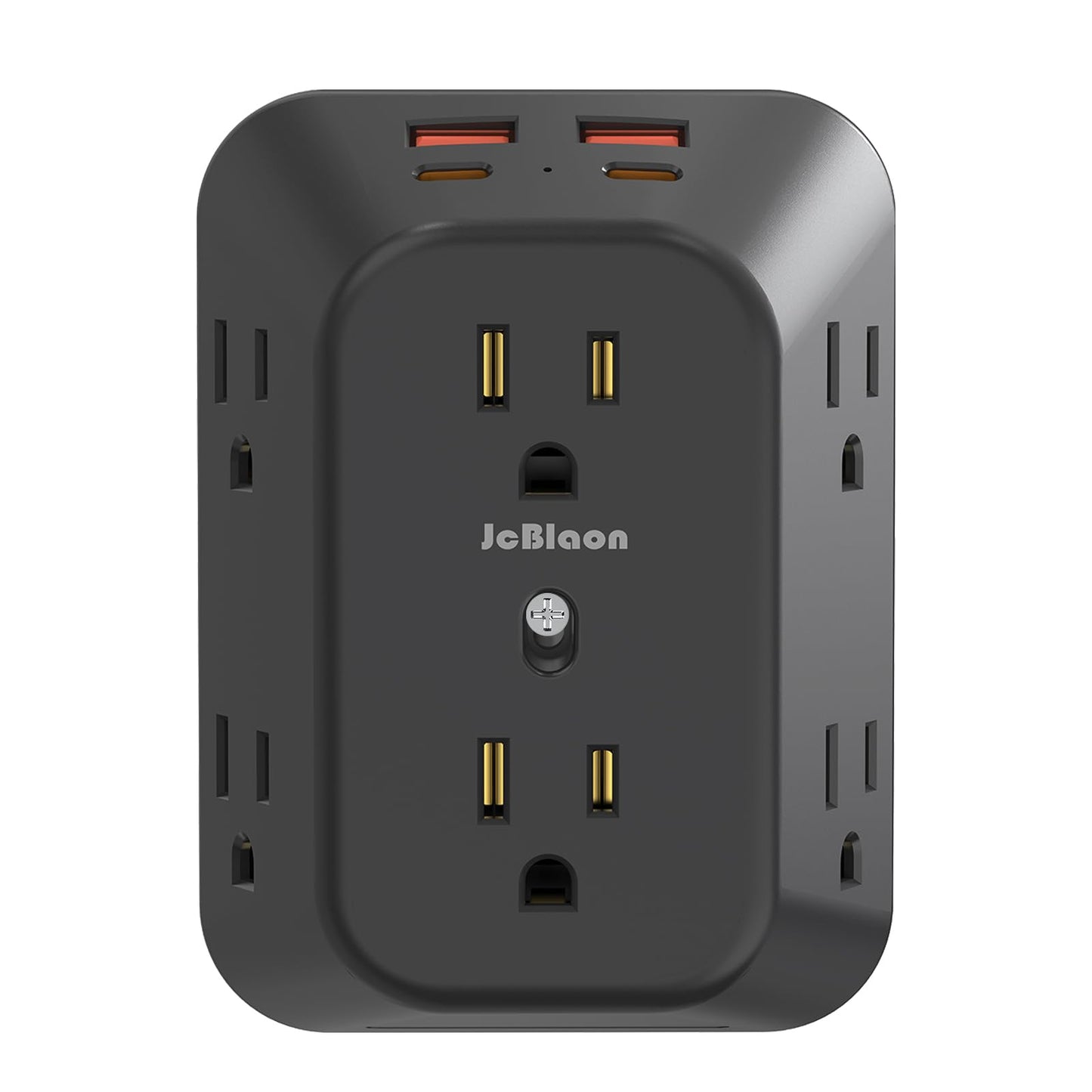 USB Wall Charger Electrical Outlet Extender, Surge Protector, 6 Outlet Splitter with 4 USB Outlet (2USB A, 2USB C) 4-Sided 1050J Power Strip Multi