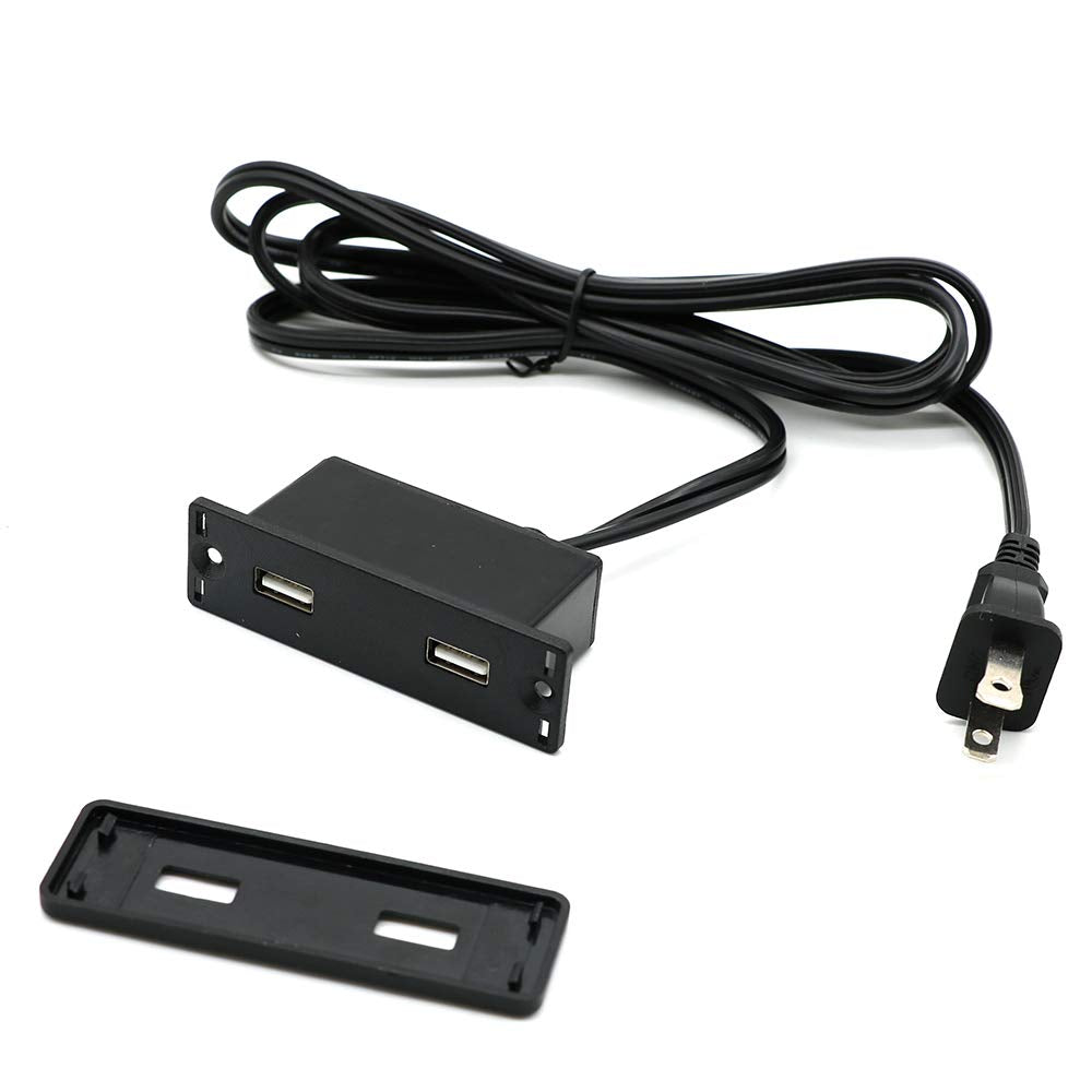 Powered USB Hub Socket Recessed USB Power Strip Outlet with Power Supply 2 USB Ports 2.1A Mounted into Bed Desk Table Sofa