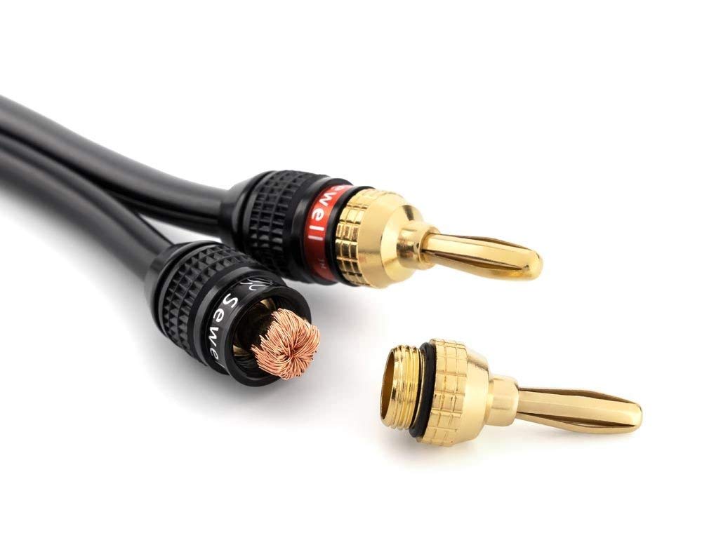 Deadbolt Banana Plugs 5-Pairs by Sewell, Gold Plated Speaker Plugs, Quick Connect