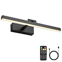 Joosenhouse Battery Operated Picture Light, Rechargeable Wireless Gallery Light with Remote Control, Dimmable & Timer Function, 15.35" Black Wall