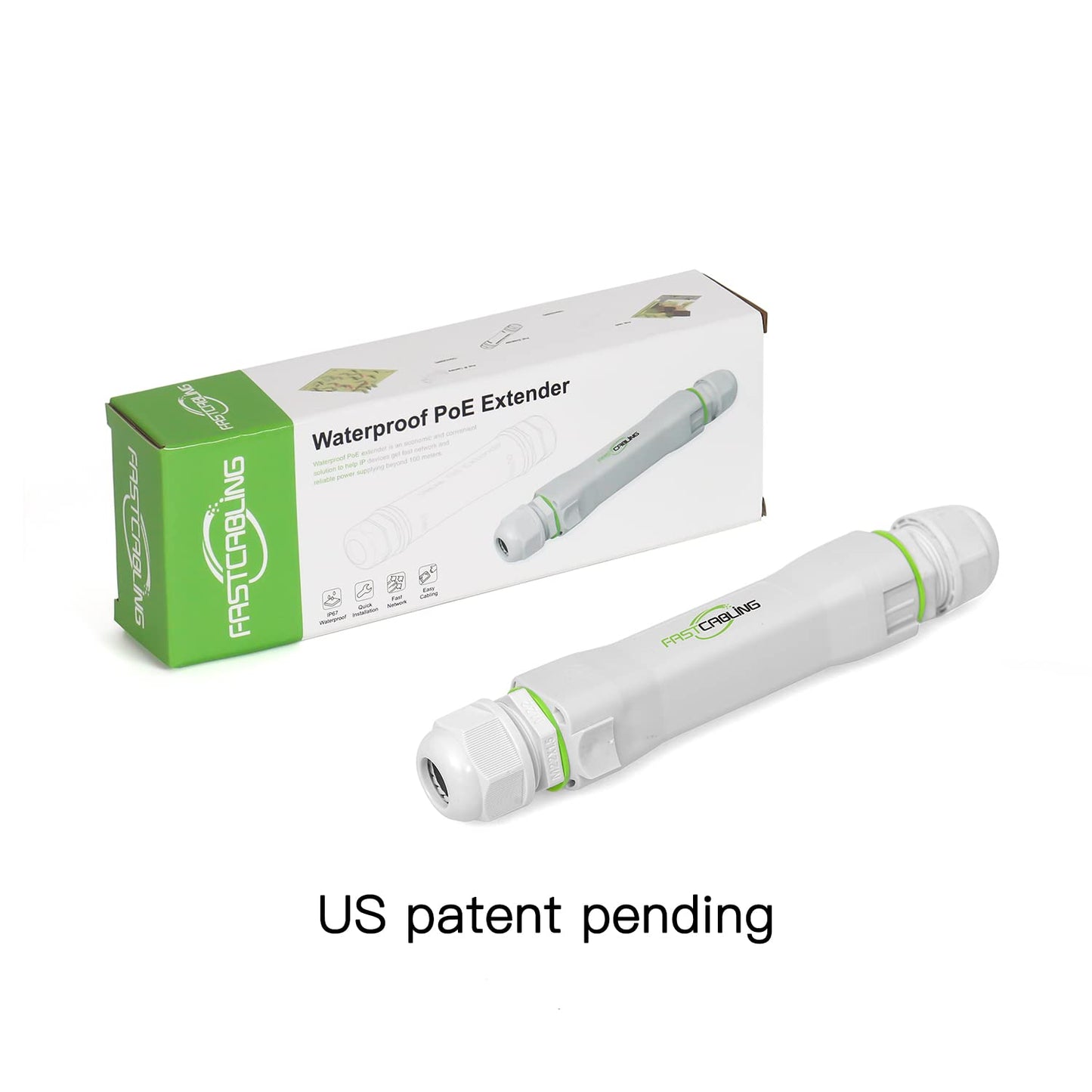 FASTCALBING Waterproof Direct Burial PoE Extender for IP Camera, Ethernet Extension Breaking 100m Distance Limit, Outdoor PoE Repeater, IEEE