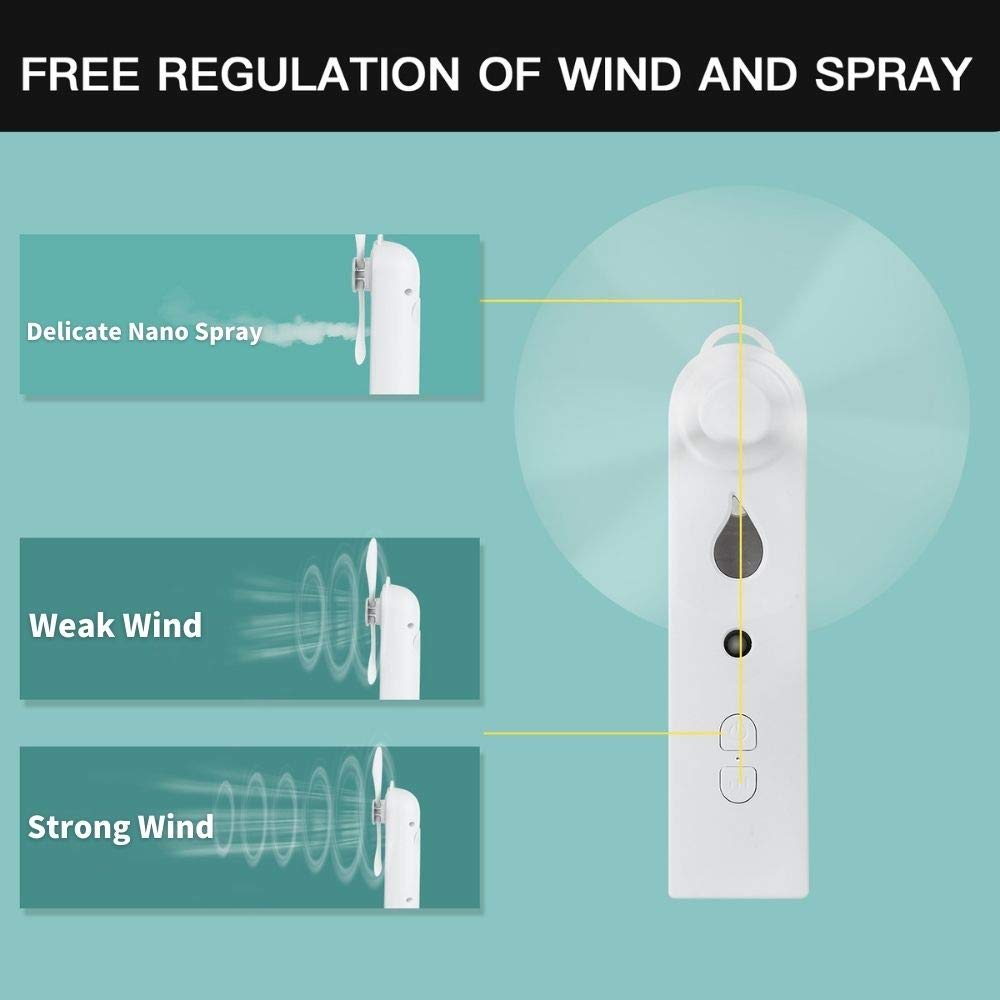 Orapink Rechargeable Handheld Misting Fan with Water Spray, 2 Speeds