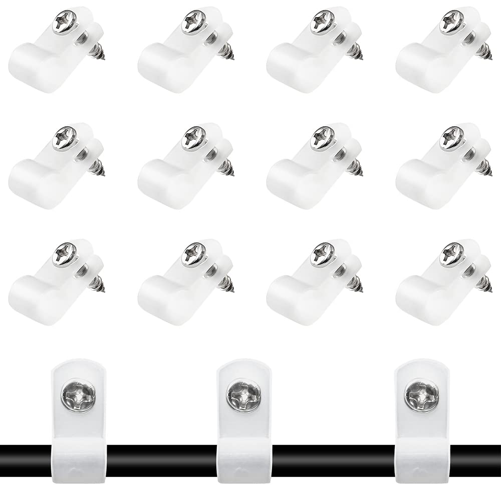 Rierdge 100 Pcs 1/4 Inch R-Type Clip Clamp, Nylon P-Type Mounting Clips, Cable Clip Wire Clamp for Wire Management, Stainless Steel Screws Included