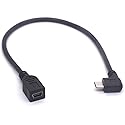 PIIHUSW Mini USB Female to Micro USB Left Cable Cord - 90 Degree B Micro USB Male to Mini Female Connector Adapter for MP3 Camera (Left)