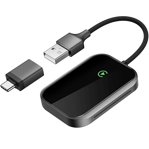 Wireless CarPlay Adapter for iPhone, Apple CarPlay Wireless Adapter USB-C, Bluetooth Connection, Auto-Switch for Multiple iPhones, Fast & Stable, iOS