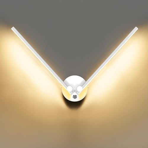 Kawell 12W LED Wall Light Hardwired with Switch 300° Rotatable Arms Modern Sconce Lighting for Living Room Bedroom Hallway Indoor Energy Efficient