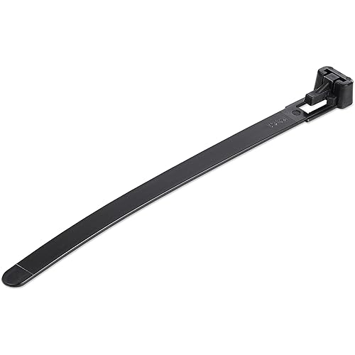StarTech.com 5"(12cm) Reusable Cable Ties - 1/4"(7mm) Wide, 1-1/8"(30mm) Bundle Dia. 50lb(22kg) Tensile Strength, Releasable Nylon Ties