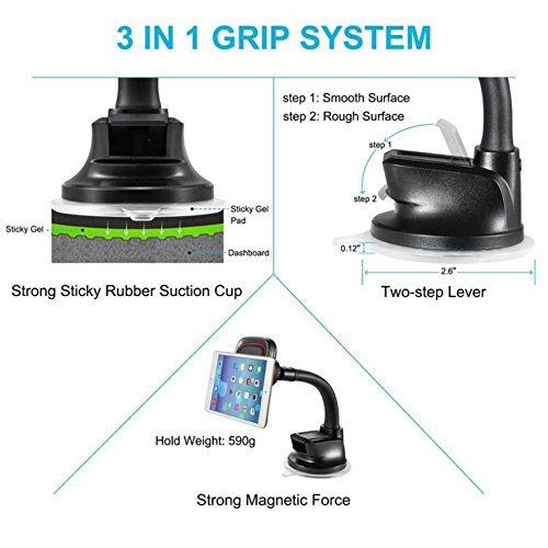 Car Mount Magnetic Holder Dash Windshield Strong Gooseneck Compatible with BlackBerry Key2 LE