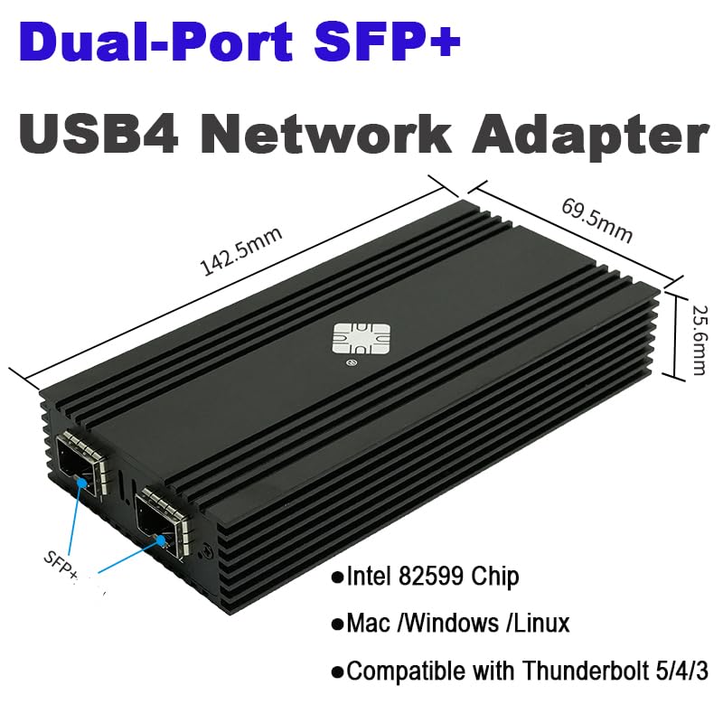 USB 4.0 Type-C 10G to Dual Fiber SFP+ Port Network Adapter