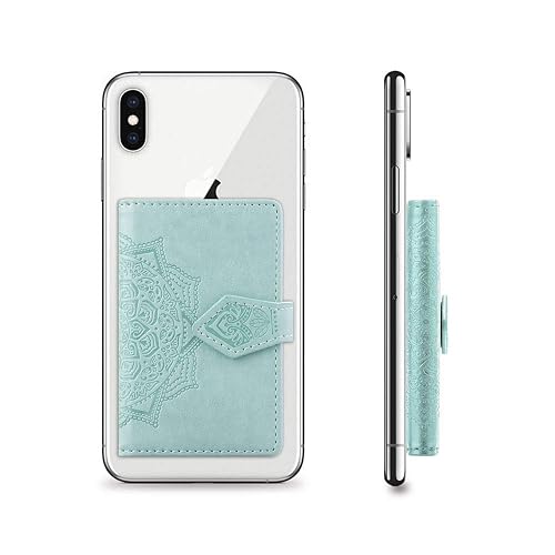 Ropigo Cell Phone Mandala Wallet,Credit Card Holder for Back of Phone Pocket 3M Adhesive Sticker Card Pouch Sleeve for iPhone/Samsung