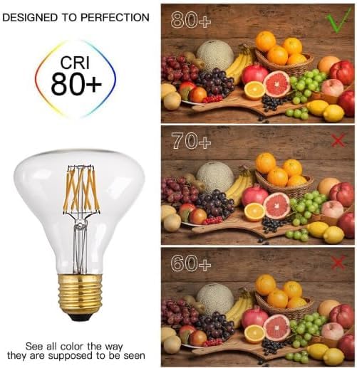 Beriteluce LED Vintage Edison Bulb, Dimmable, LED Flood Light Reflector, R80/BR30 8W (80W Equivalent), 750 Lumen, 2700K (Warm White), Medium Base E26