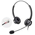 RJ9 Phone Headset for Office Phone with Noise Cancelling Microphone, Binaural Telephone Headsets Work for Yealink T21P T23G T27G T29G T33G T41P T41S