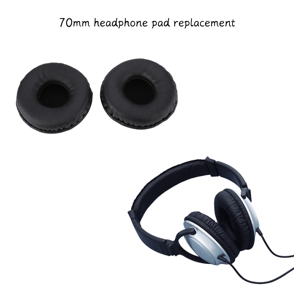 Tosuny 1 Pair 70mm Universal Replacement Earpads for Headphones, Soft Foam Ear Cushion Headset Cover Case, Black