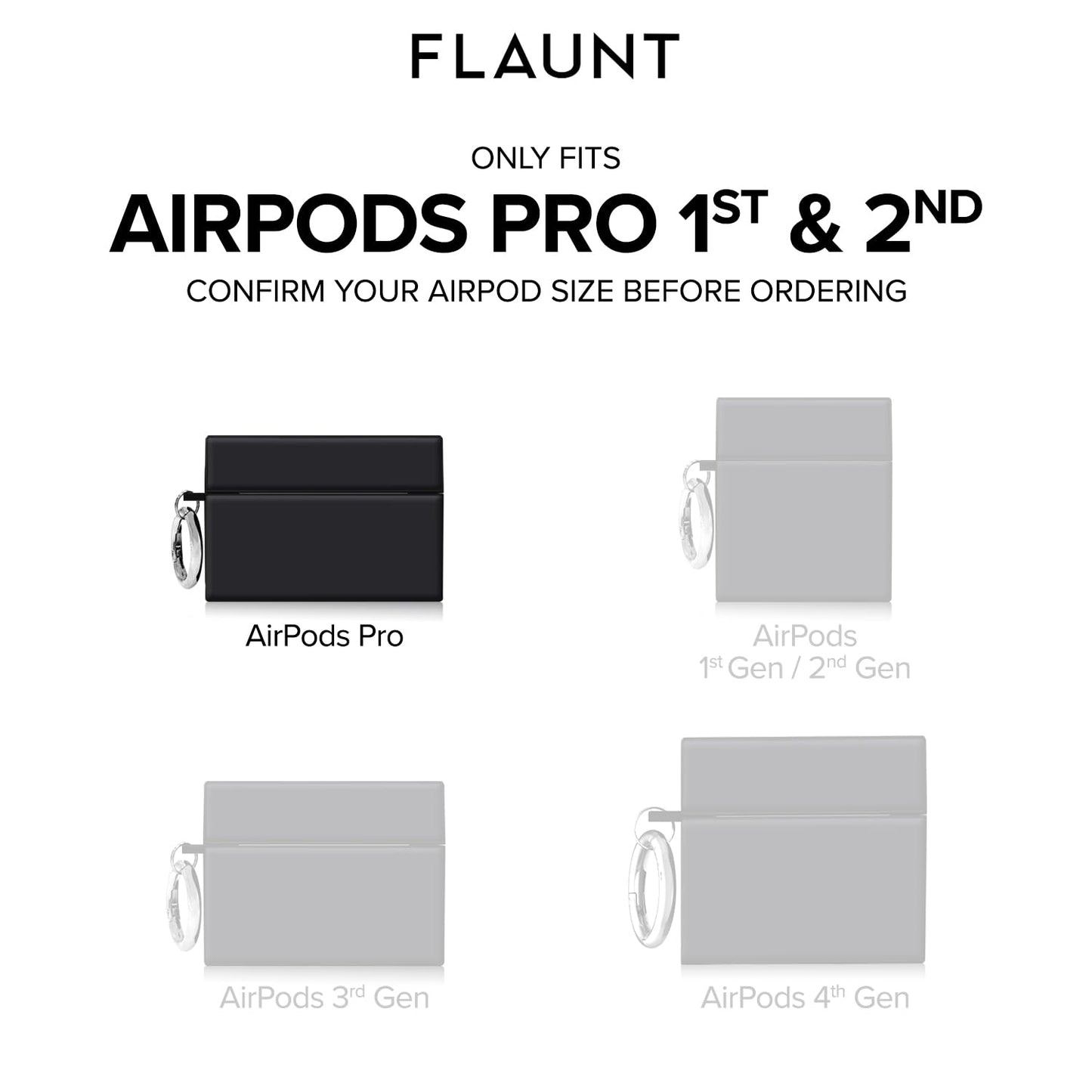 Flaunt Official Square AirPods Pro Case with Silver Ring - Compatible with AirPods Pro 2nd / 1st Generation - Wireless Charging - Lightweight