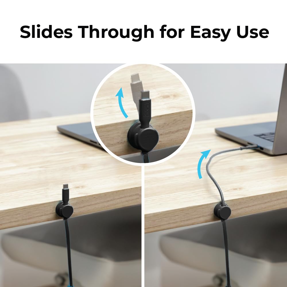 BLACK+DECKER Magnetic Cord Organizer Holder, 6 Pack Magnetic Cable Clips, Under Desk Cable Management, Strong Adhesive Cord Holder for Nightstand