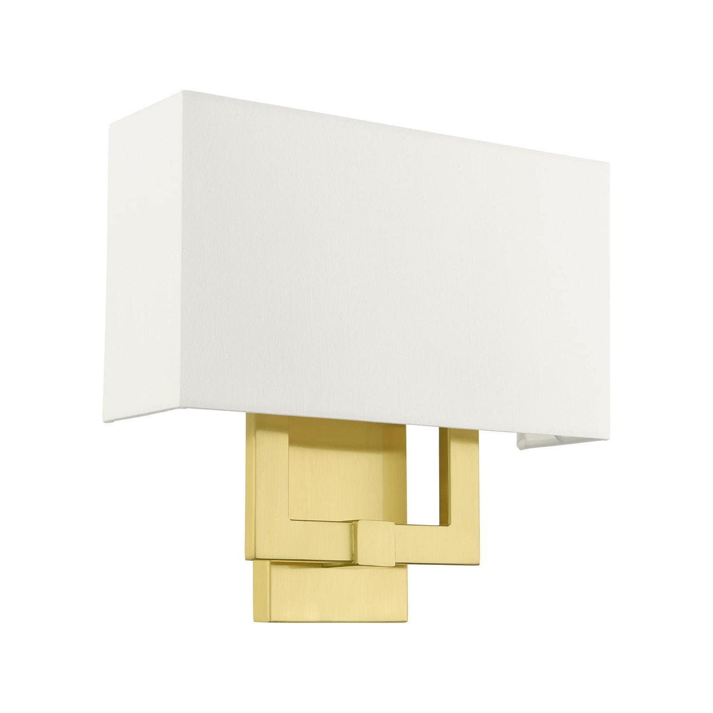 Livex Lighting 51103-12 Meridian Collection ADA 2-Light Wall Sconce Light with Off-White Hardback Fabric Shade, Satin Brass, 13 x 12.5
