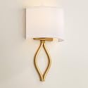 Possini Euro Design Sian Modern Wall Sconce Lighting Warm Brass Hardwired 19 1/2" High Fixture Half Moon Linen Shaped Shade for Bedroom Bedside Living