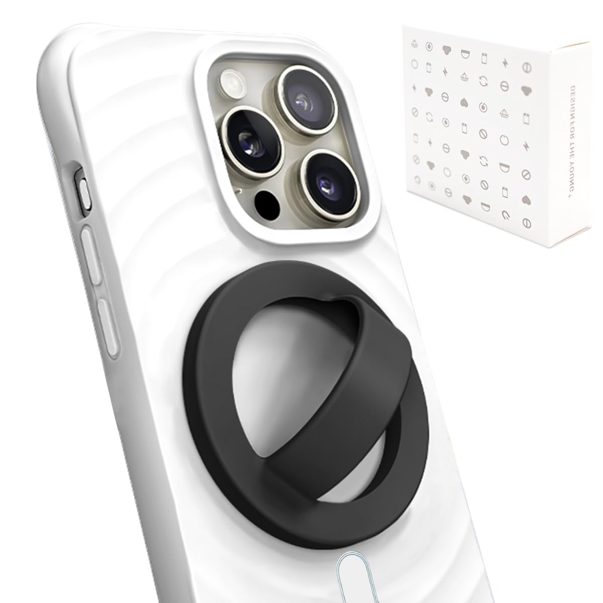 Silicone Magnetic Phone Grip - Finger Loop Design Ring for iPhone Back Magnet Phone Holder Compatible with Magnetic Case