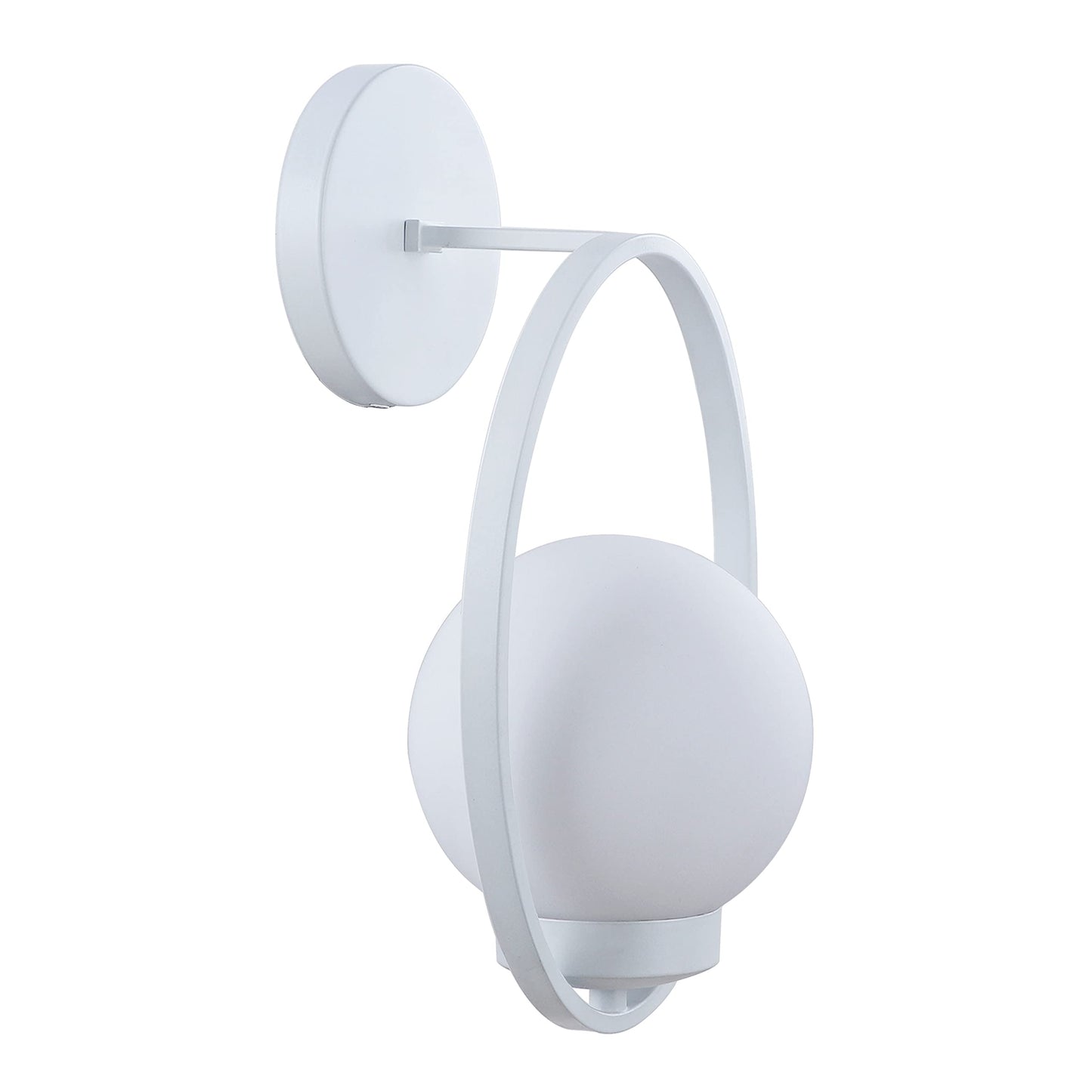 Aspen Creative 62708-03-1, 1-Light Wall Sconce / 8" W x 14" H x 7-1/2" E, Matte White Finish w/Opal Glass, Bulb Not Included