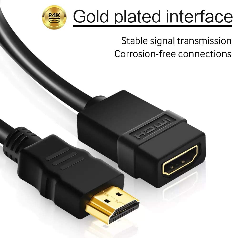 Cmple - HDMI Extension Cable 1.5 ft Male to Female HDMI Adapter Cord 4K@60Hz 2150p 1080p 3D Audio/Video Extender Compatible with Laptop, Gaming PC
