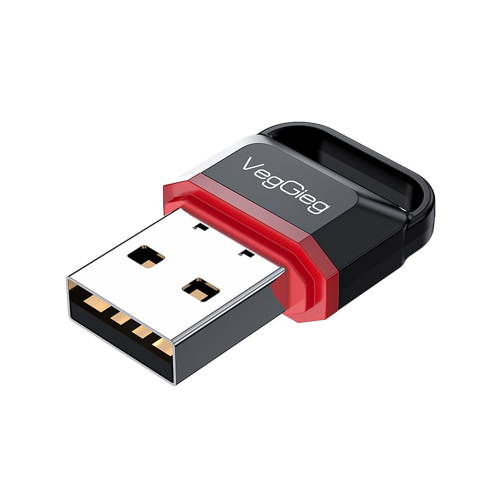 VegGieg - V-UB502 - USB Bluetooth 5.0 Adapter for Desktop PC - Mini Bluetooth Dongle Receiver & Transmitter for Laptop Computer - Support Headphones
