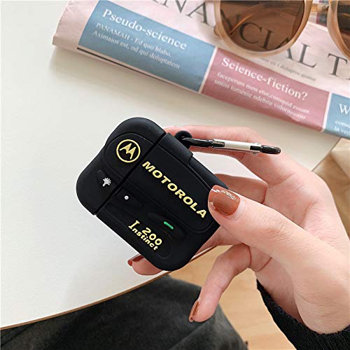 BONTOUJOUR Case Compatible with AirPods Pro, Creative Classical Black Vintage Beeper Pager Shape TPU Silicone Cover Case Protective Skin for AirPods