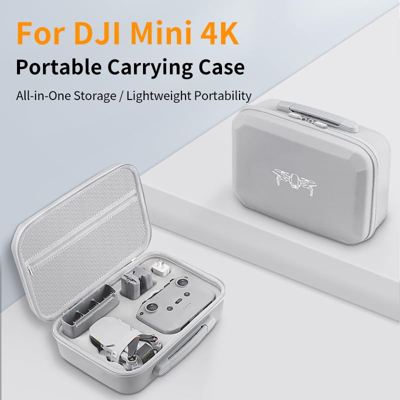 DFTIM Mini 4K/2 SE/2 Fly More Combo Carrying Case, Portable Leather PU Case with Shoulder Strap, Drone Body Hard Shell Storage Bag Compatible for DJI