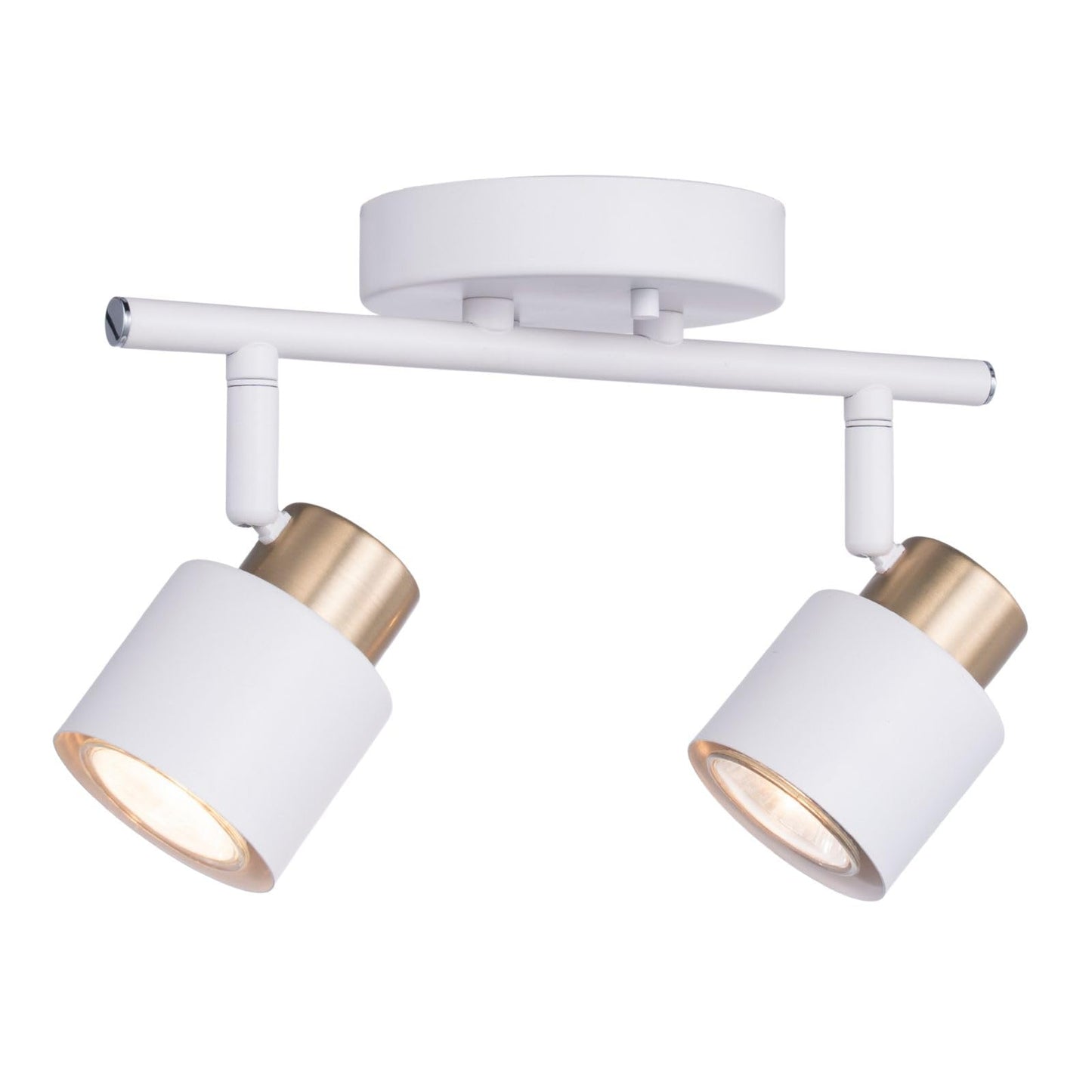 CRAFTRONOS 2 Light LED Modern Track Lighting Kit Matt White Brass Finish, Pivot Shade Multi-Directional Ceiling Spotlight Wall Sconces for Kitchen