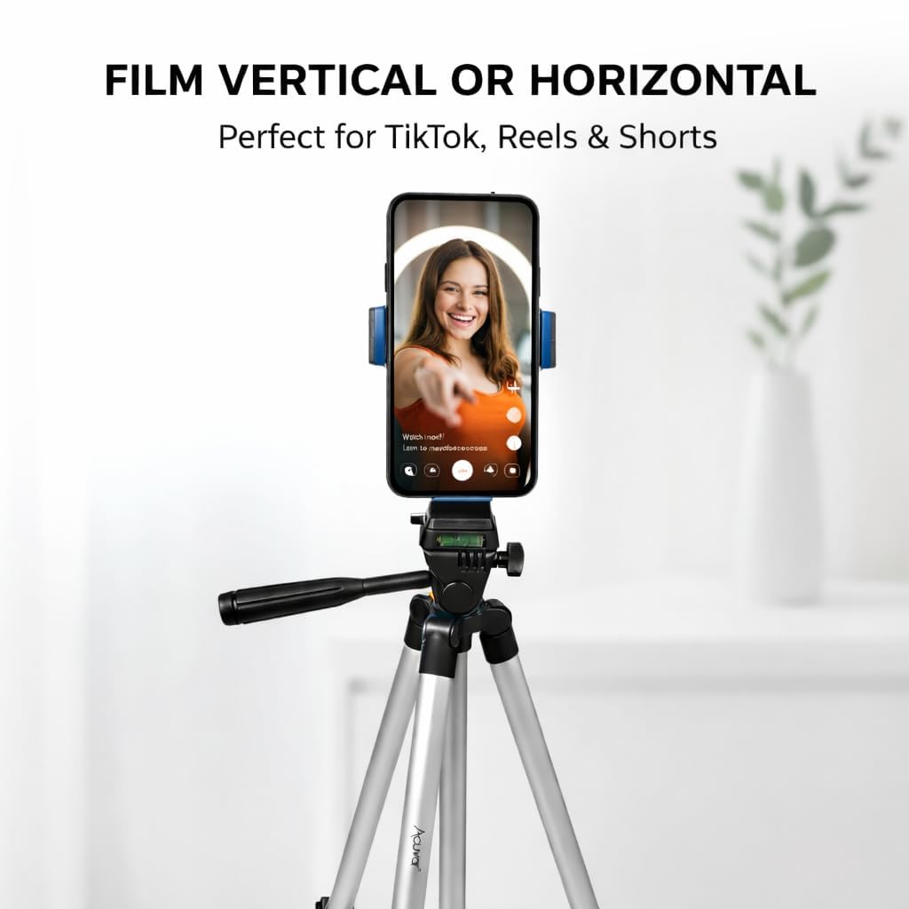Acuvar 50” Phone Tripod with Holder - Lightweight Aluminum Tripod Stand for iPhone & Android, Camera & Vlogging, Travel Tripod with Carry Bag