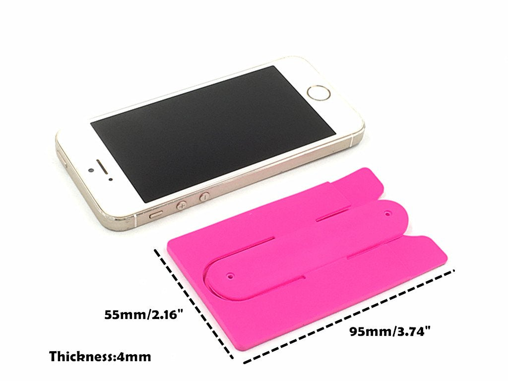 Kinteshun Card Holder with Cell Phone Stand,Stick-on Silicon Rubber Smartphone Sleeve Support Wallet(6pcs)