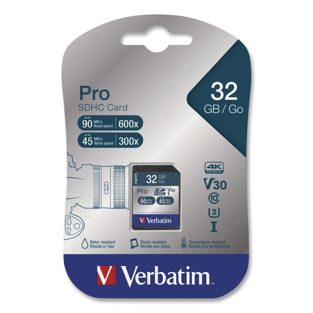 Verbatim 32GB Pro 600X SDHC Memory Card, UHS-1 U3 Class 10-98047