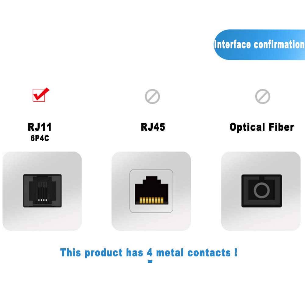 RFAdapter Telephone Splitter, 3 Pack RJ11 Male to Female Two Way Phone Line Splitter Converter Cable